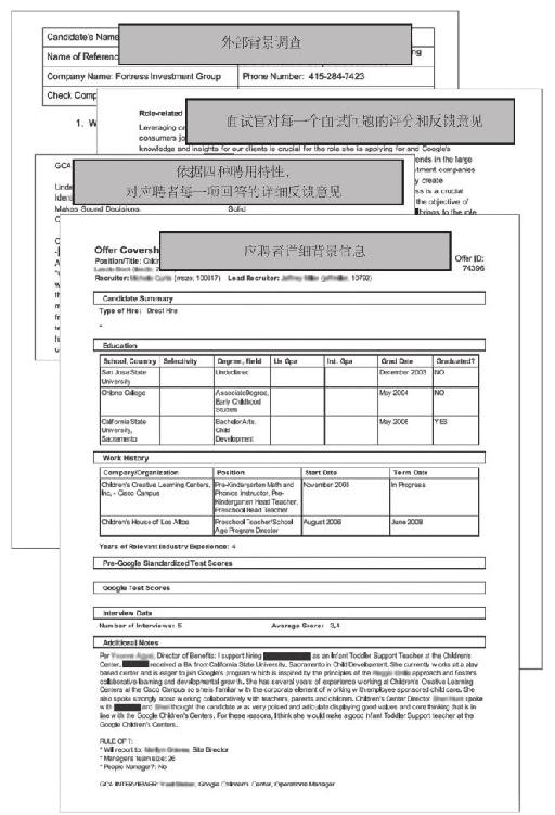 谷歌的应聘信息包。版权归谷歌所有